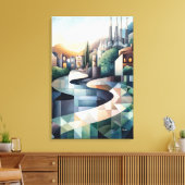 Abstracte geometrische skyline van Barcelona Canvas Afdruk (Insitu (Woonkamer))