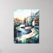 Abstracte geometrische skyline van Barcelona Canvas Afdruk (Voorkant)