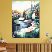 Abstracte geometrische skyline van Barcelona Canvas Afdruk (Insitu (Woonkamer))