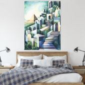Abstracte geometrische skyline van Caïro met piram Canvas Afdruk (Insitu (Slaapkamer))