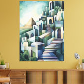Abstracte geometrische skyline van Caïro met piram Canvas Afdruk (Insitu (Woonkamer))