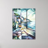 Abstracte geometrische skyline van Lissabon met tr Canvas Afdruk (Voorkant)