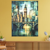 Abstracte geometrische skyline van Londen met Big Canvas Afdruk (Insitu (Woonkamer))