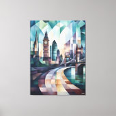 Abstracte geometrische skyline van Londen met Big Canvas Afdruk (Voorkant)