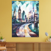 Abstracte geometrische skyline van Londen met Big Canvas Afdruk (Insitu (Woonkamer))