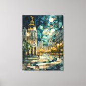 Abstracte geometrische skyline van Madrid met Gran Canvas Afdruk (Voorkant)