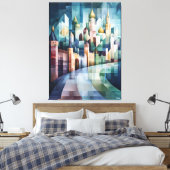 Abstracte geometrische skyline van Moskou met het  Canvas Afdruk (Insitu (Slaapkamer))