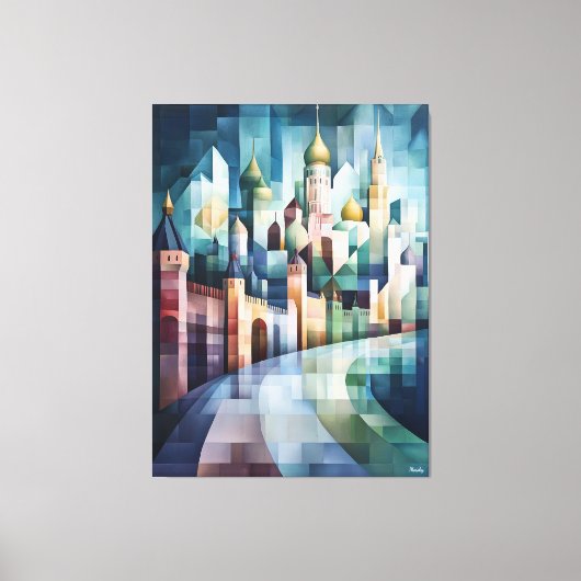 Abstracte geometrische skyline van Moskou met het  Canvas Afdruk (Voorkant)