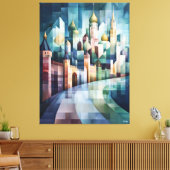 Abstracte geometrische skyline van Moskou met het  Canvas Afdruk (Insitu (Woonkamer))