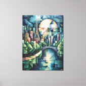 Abstracte geometrische skyline van Parijs met Eiff Canvas Afdruk (Voorkant)