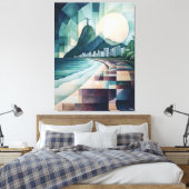Abstracte geometrische skyline van Rio de Janeiro Canvas Afdruk (Insitu (Slaapkamer))