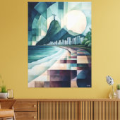 Abstracte geometrische skyline van Rio de Janeiro Canvas Afdruk (Insitu (Woonkamer))