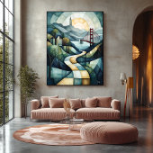 Abstracte geometrische skyline van San Francisco, Canvas Afdruk