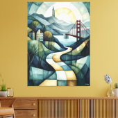 Abstracte geometrische skyline van San Francisco, Canvas Afdruk (Insitu (Woonkamer))