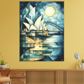 Abstracte geometrische skyline van Sydney met oper Canvas Afdruk (Insitu (Woonkamer))