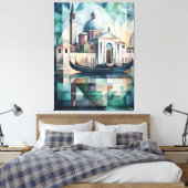 Abstracte geometrische skyline van Venetië met gon Canvas Afdruk (Insitu (Slaapkamer))
