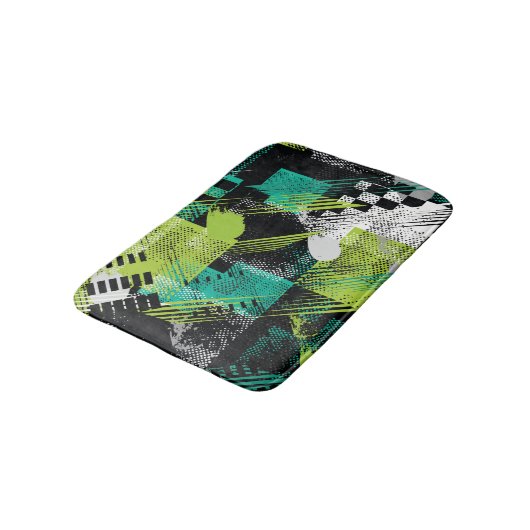 Abstracte geometrische Stippen Stripes Pattern Badmat (Gekanteld)