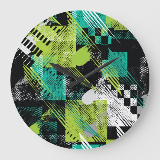 Abstracte geometrische Stippen Stripes Pattern Grote Klok (Voorkant)