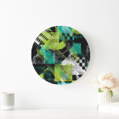 Abstracte geometrische Stippen Stripes Pattern Grote Klok (Huis)