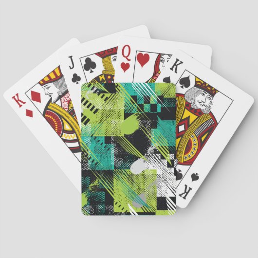 Abstracte geometrische Stippen Stripes Pattern Pokerkaarten (Achterkant)