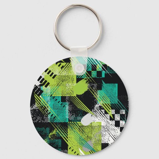 Abstracte geometrische Stippen Stripes Pattern Sleutelhanger (Voorkant)