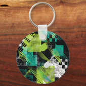 Abstracte geometrische Stippen Stripes Pattern Sleutelhanger (Voorkant)