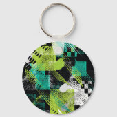 Abstracte geometrische Stippen Stripes Pattern Sleutelhanger (Achterkant)