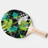 Abstracte geometrische Stippen Stripes Pattern Tafeltennisbatje (Zijkant)