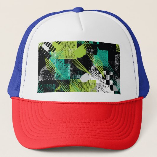 Abstracte geometrische Stippen Stripes Pattern Trucker Pet (Voorkant)