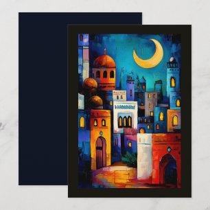 Abstracte geometrische stralingsnacht Ramadan Kaart