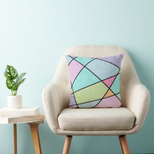 Abstracte geometrische stutstaaf blauw roze Lila Kussen