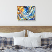 Abstracte Geometrische Swirl Wall Art - Levendig H Canvas Afdruk (Insitu (Slaapkamer))