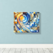 Abstracte Geometrische Swirl Wall Art - Levendig H Canvas Afdruk (Insitu (Houten vloer))