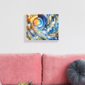 Abstracte Geometrische Swirl Wall Art - Levendig H Canvas Afdruk (Insitu (Woonkamer))
