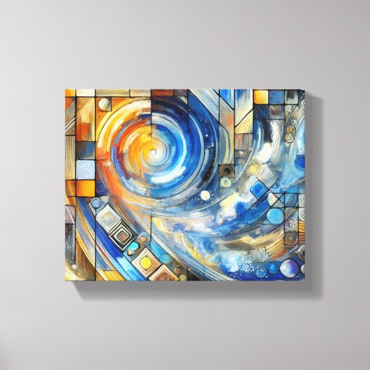 Abstracte Geometrische Swirl Wall Art - Levendig H Canvas Afdruk (Voorkant)