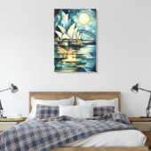 Abstracte geometrische Sydney skyline met Operahui Canvas Afdruk (Insitu (Slaapkamer))
