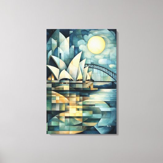 Abstracte geometrische Sydney skyline met Operahui Canvas Afdruk (Voorkant)