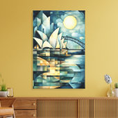 Abstracte geometrische Sydney skyline met Operahui Canvas Afdruk (Insitu (Woonkamer))