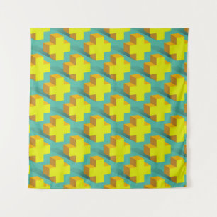Abstracte geometrische textuur van gele kruisen op wandkleed