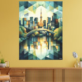 Abstracte geometrische Tokyo Skyline met Tower Canvas Afdruk (Insitu (Woonkamer))