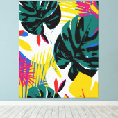 Abstracte Geometrische Tropische Monstera Planten Canvas Afdruk (Insitu (Houten vloer))