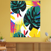 Abstracte Geometrische Tropische Monstera Planten Canvas Afdruk (Insitu (Woonkamer))