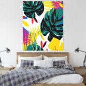 Abstracte Geometrische Tropische Monstera Planten Canvas Afdruk (Insitu (Slaapkamer))