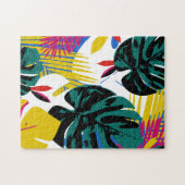Abstracte Geometrische Tropische Monstera Planten Legpuzzel (Horizontaal)
