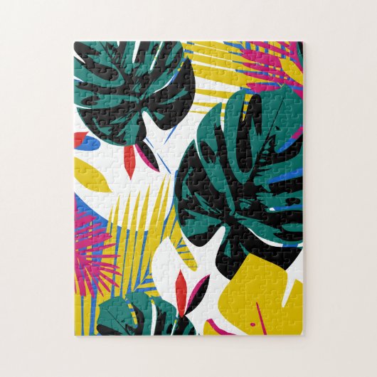 Abstracte Geometrische Tropische Monstera Planten Legpuzzel (Verticaal)
