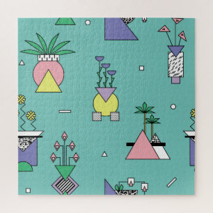 Abstracte geometrische vazen, planten memphis stij legpuzzel