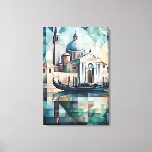 Abstracte geometrische Venetiaanse skyline met gon Canvas Afdruk (Voorkant)
