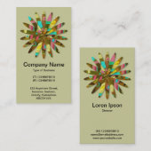 Abstracte geometrische ventilator 02 - Bleke Khaki Visitekaartje (Voorkant / Achterkant)