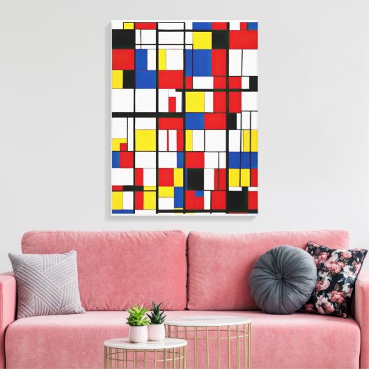 Abstracte geometrische verf canvas afdruk (Insitu (Woonkamer))