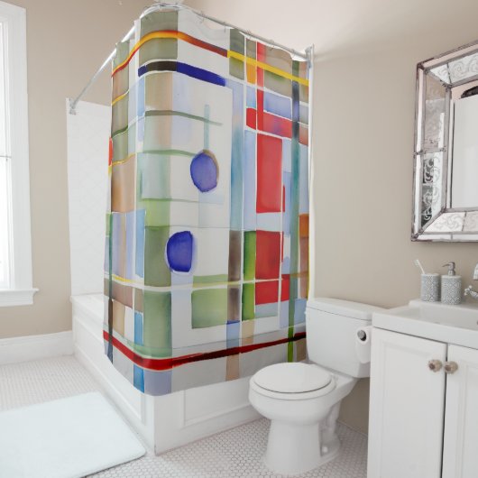 Abstracte geometrische verf douchegordijn (In situ)